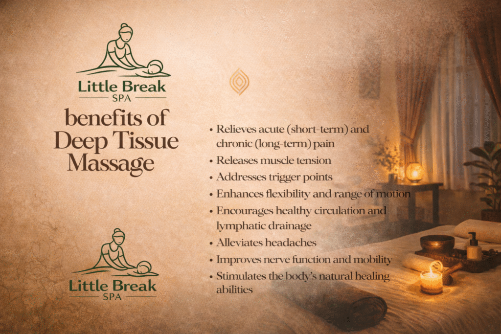 Deep tissue massage therapy at Little Break Spa St Louis Park near Minneapolis promoting pain relief, muscle recovery, and therapeutic wellness benefits
